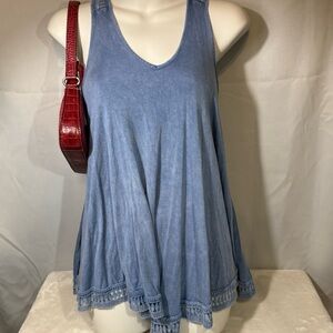 Alter’d State Blue Flowy Tank Top w Crochet Trim | XS